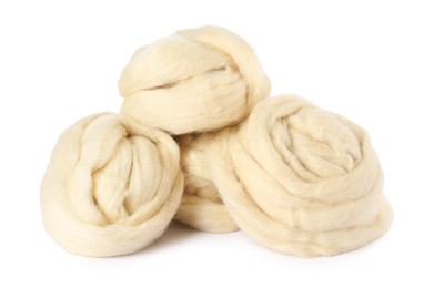 Photo of Soft wool for felting isolated on white