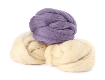 Photo of Different color felting wool isolated on white