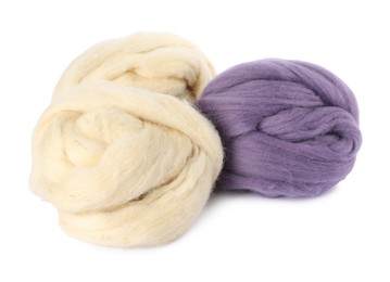 Photo of Different color felting wool isolated on white