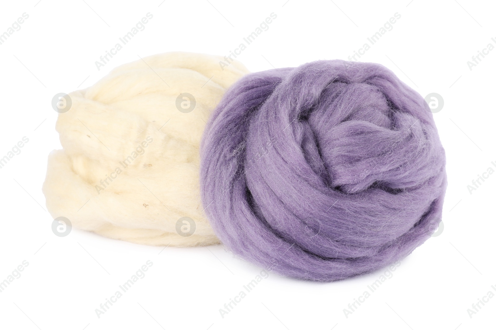 Different color felting wool isolated on white Photo of Different color felting wool isolated on white