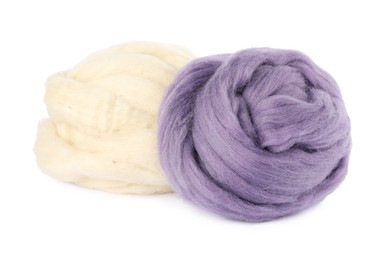 Photo of Different color felting wool isolated on white