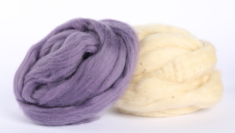 Photo of Different color felting wool isolated on white