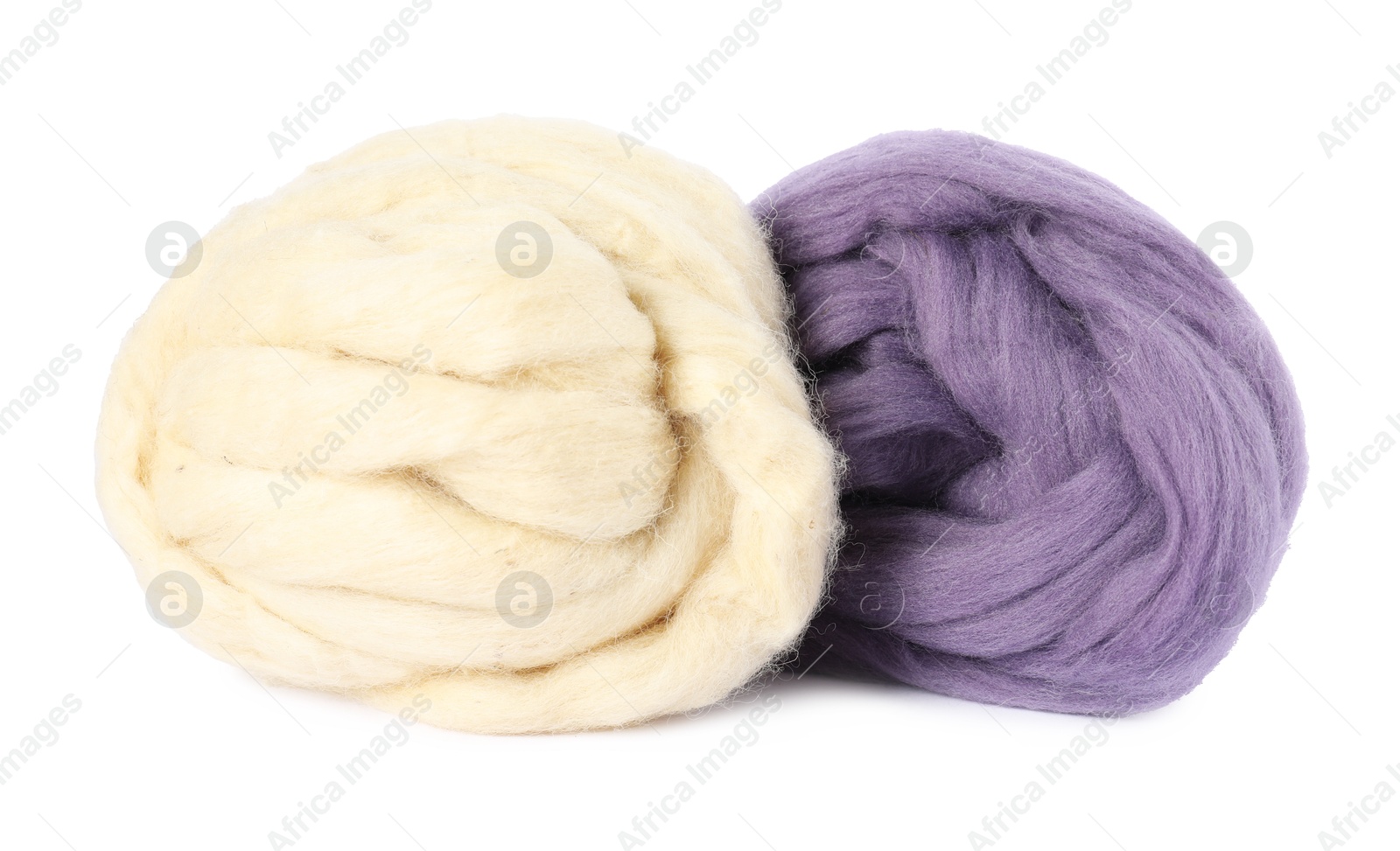Different color felting wool isolated on white Photo of Different color felting wool isolated on white
