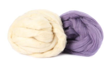 Photo of Different color felting wool isolated on white