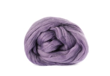 Photo of Bright purple felting wool on white background