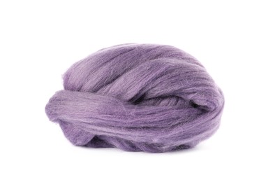 Photo of Bright purple felting wool on white background