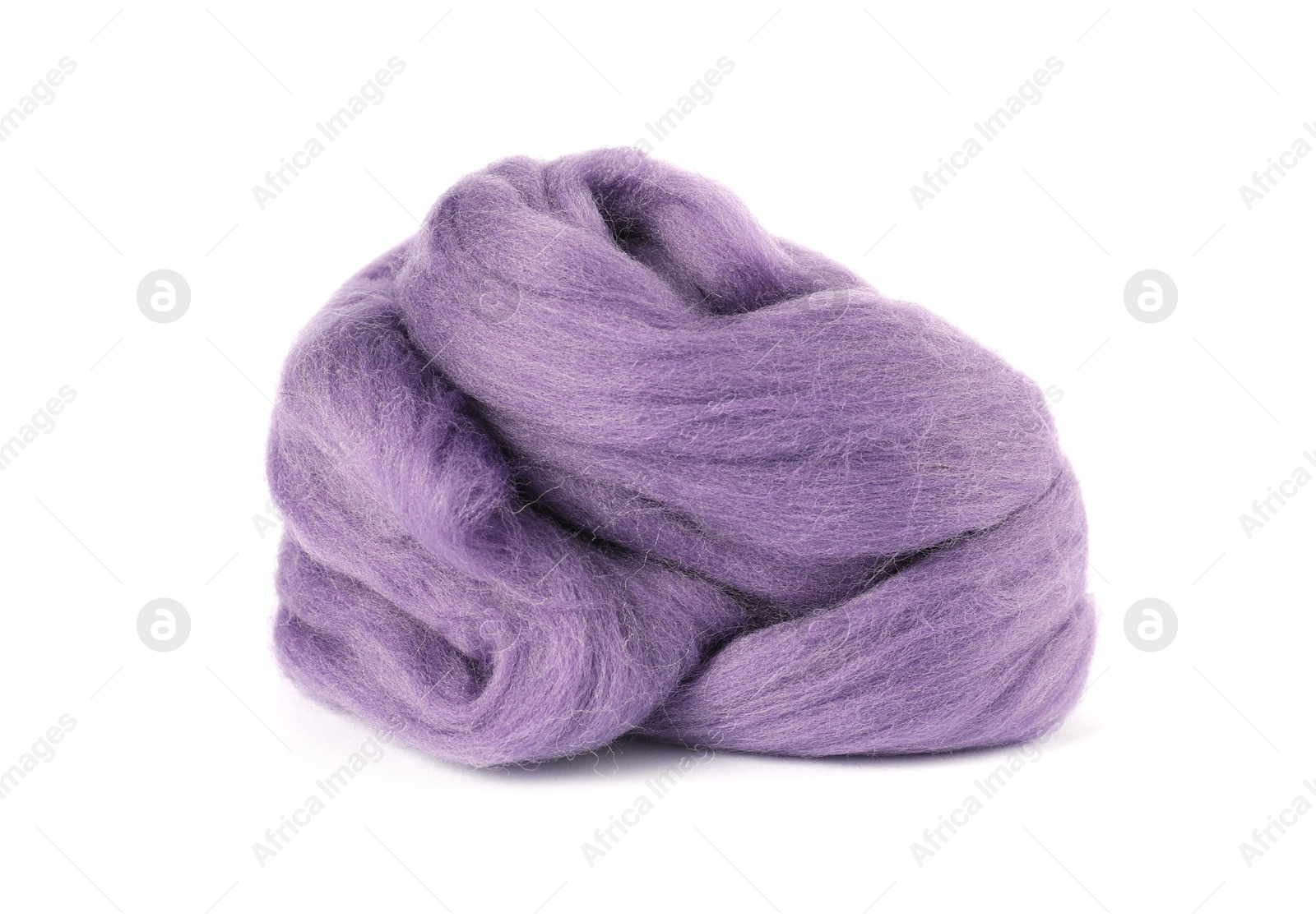 Bright purple felting wool on white background Photo of Bright purple felting wool on white background
