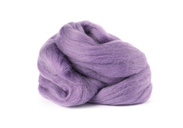 Photo of Bright purple felting wool on white background