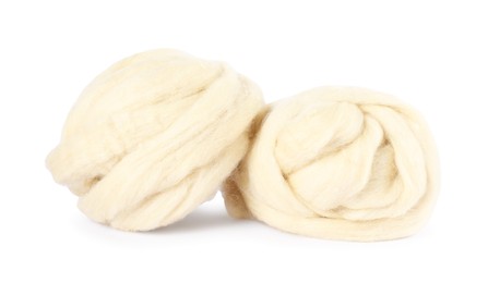 Photo of Soft wool for felting isolated on white
