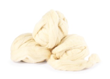 Photo of Soft wool for felting isolated on white