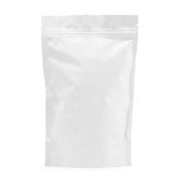 Photo of Zipper stand-up pouch isolated on white. Mockup for design