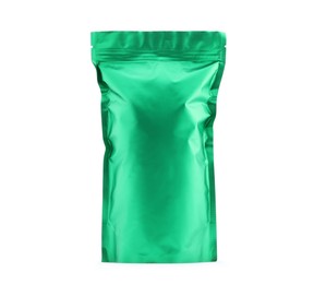 Photo of One zipper stand-up pouch isolated on white. Mockup for design
