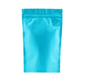 Photo of One zipper stand-up pouch isolated on white. Mockup for design