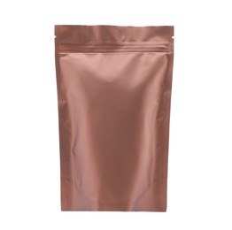 Photo of One zipper stand-up pouch isolated on white. Mockup for design