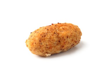 Photo of One tasty fried croquette isolated on white