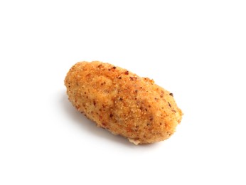 Photo of One tasty fried croquette isolated on white