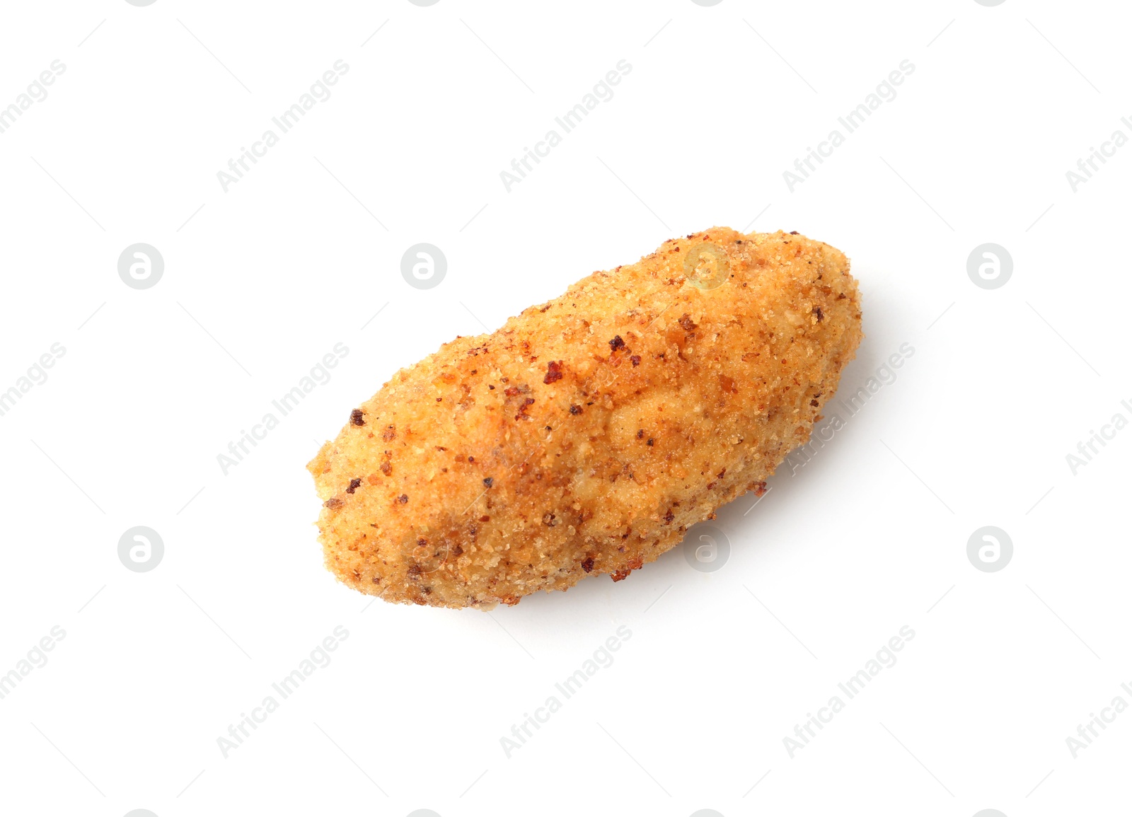 One tasty fried croquette isolated on white, top view Photo of One tasty fried croquette isolated on white, top view