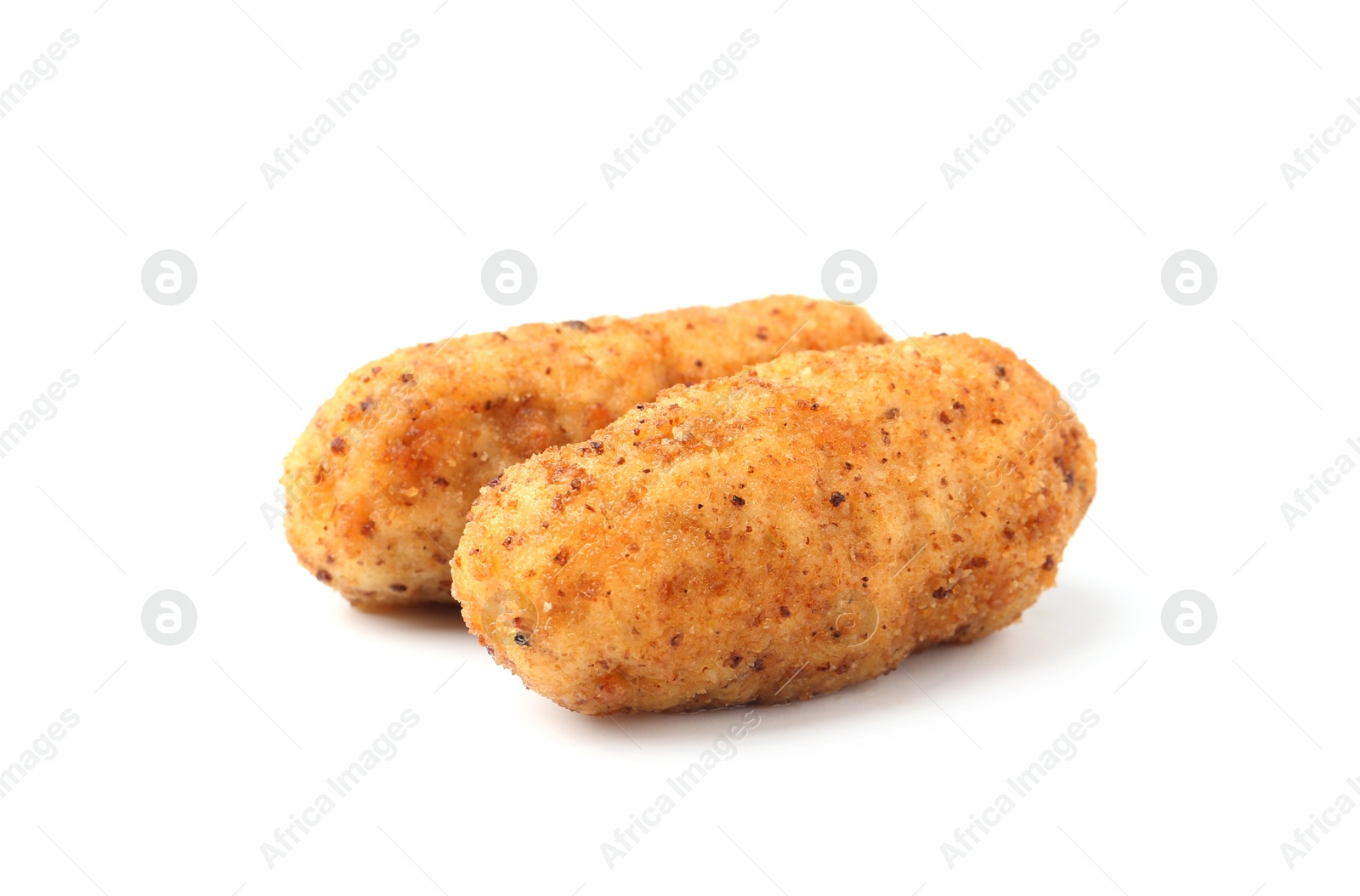 Photo of Tasty fried golden croquettes isolated on white