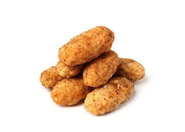 Photo of Tasty fried golden croquettes isolated on white