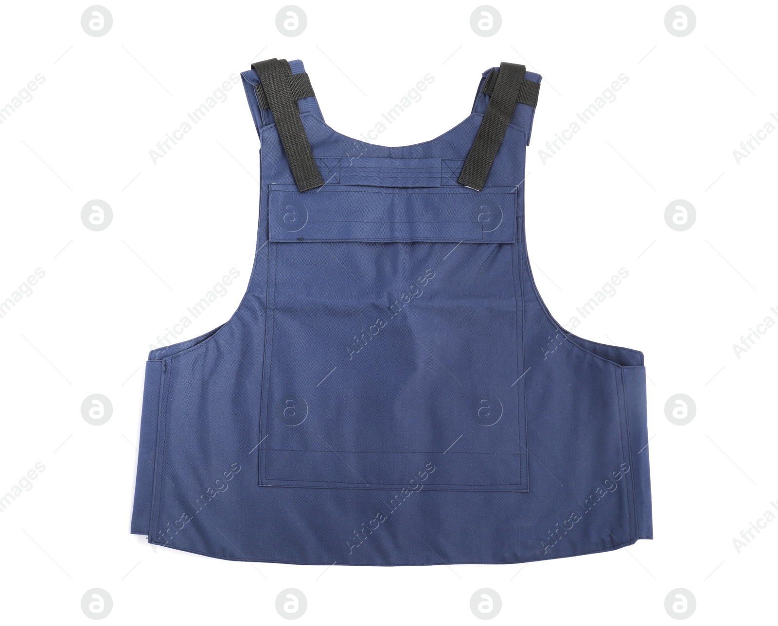 Photo of Bulletproof vest on white background, top view. Police equipment