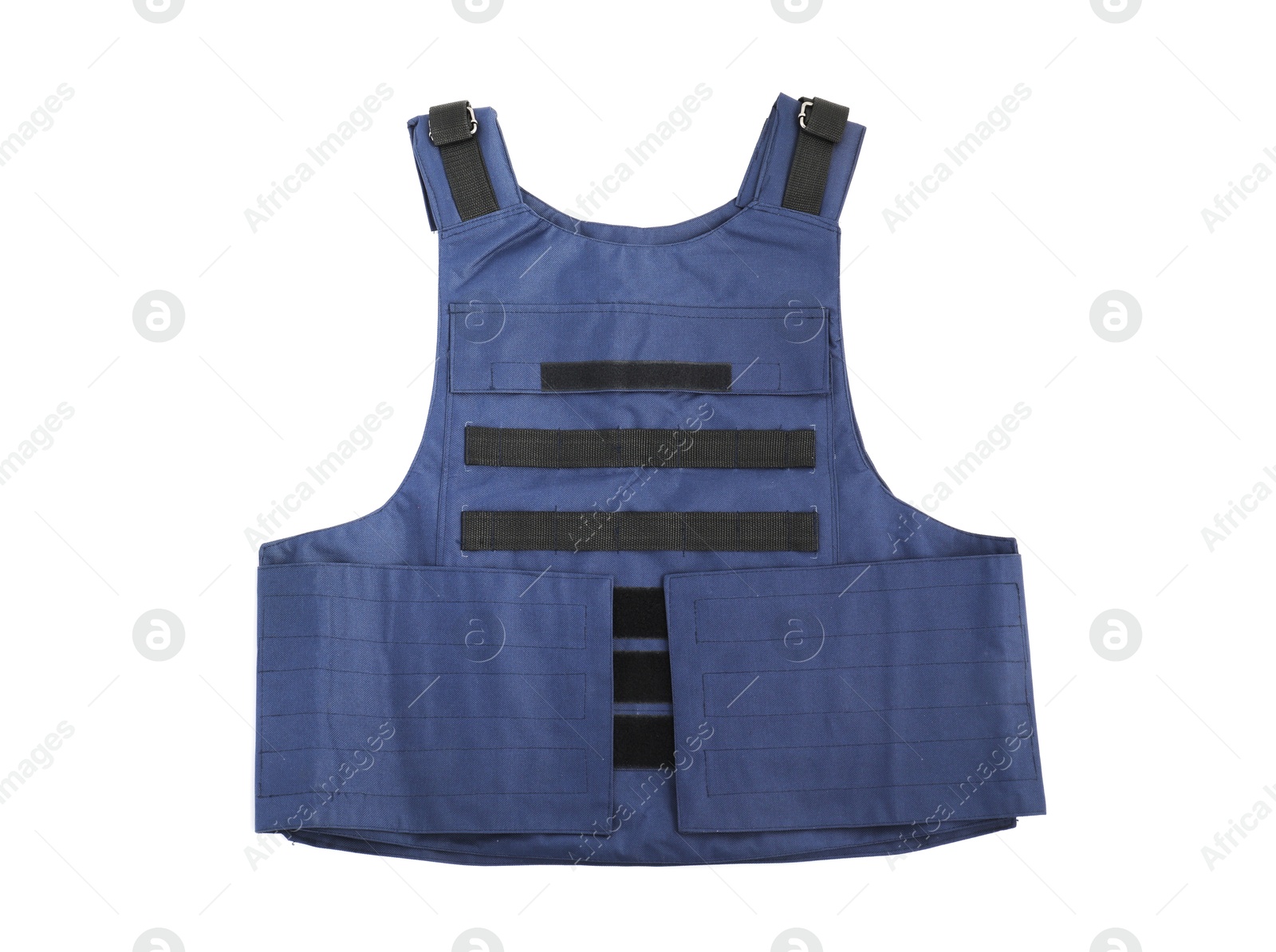Photo of Bulletproof vest on white background, top view. Police equipment