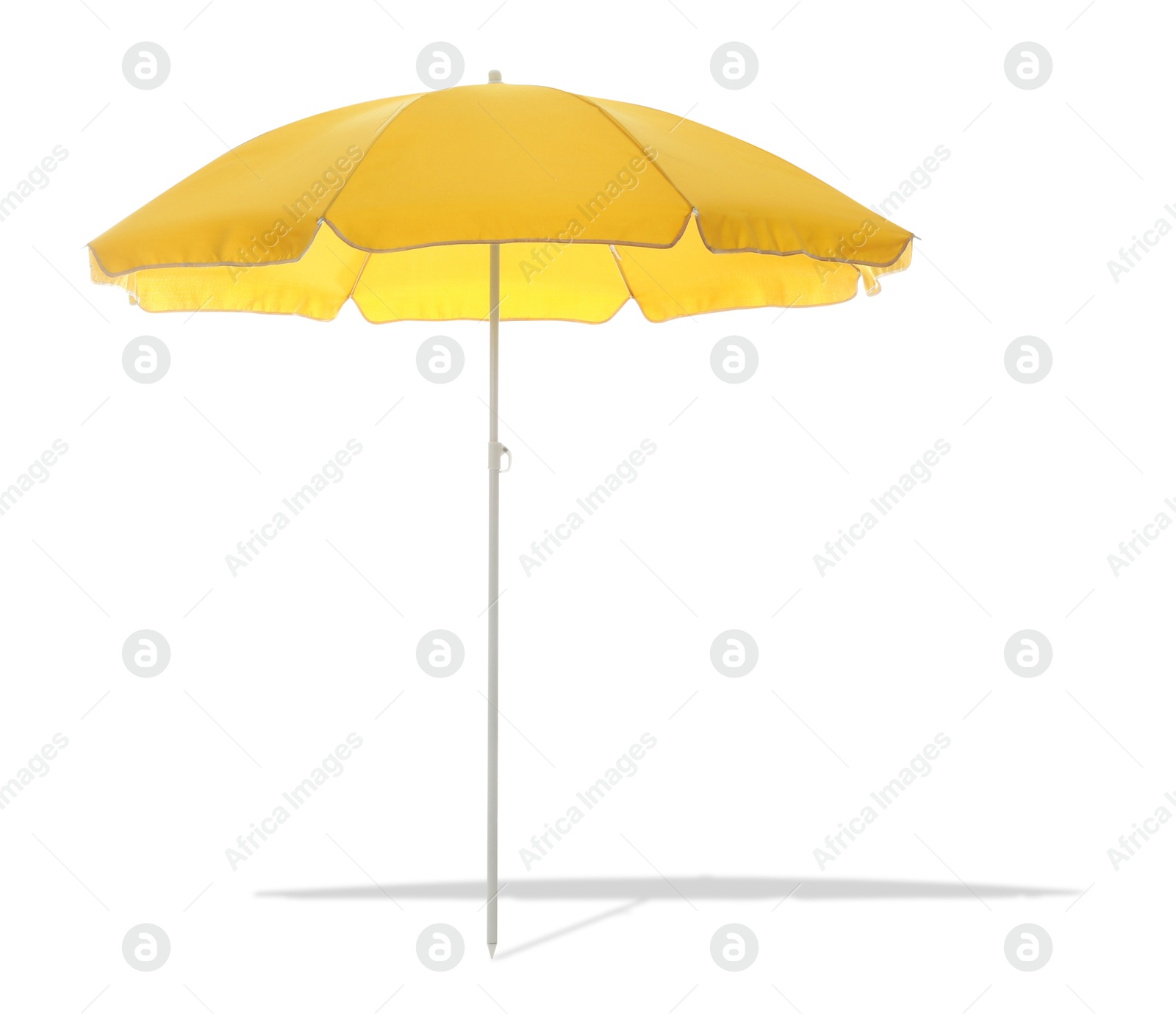 Yellow beach umbrella casting shadow on white background Image of Yellow beach umbrella casting shadow on white background
