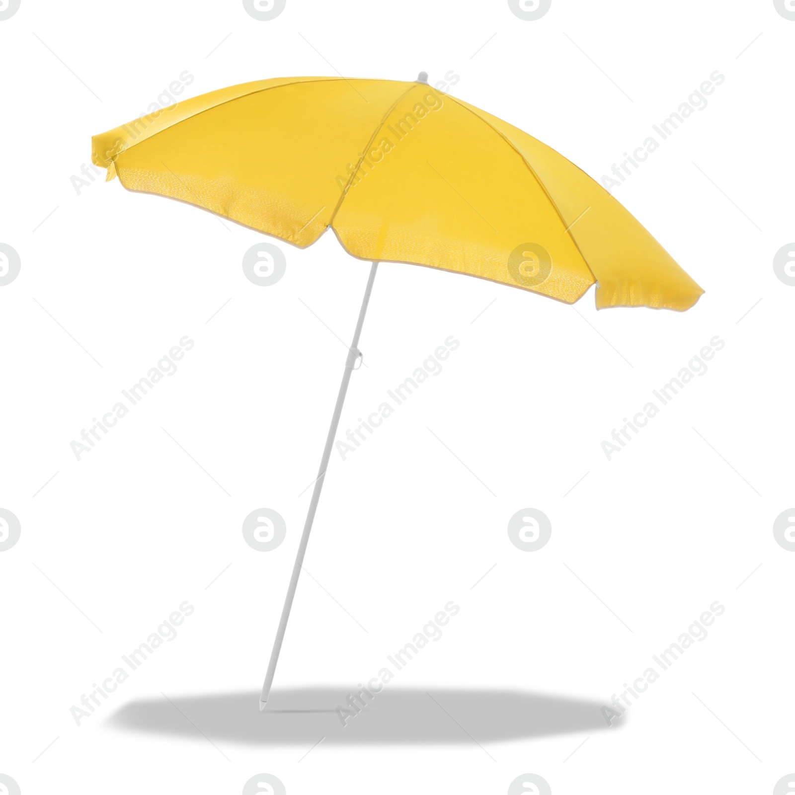 Yellow beach umbrella casting shadow on white background Image of Yellow beach umbrella casting shadow on white background