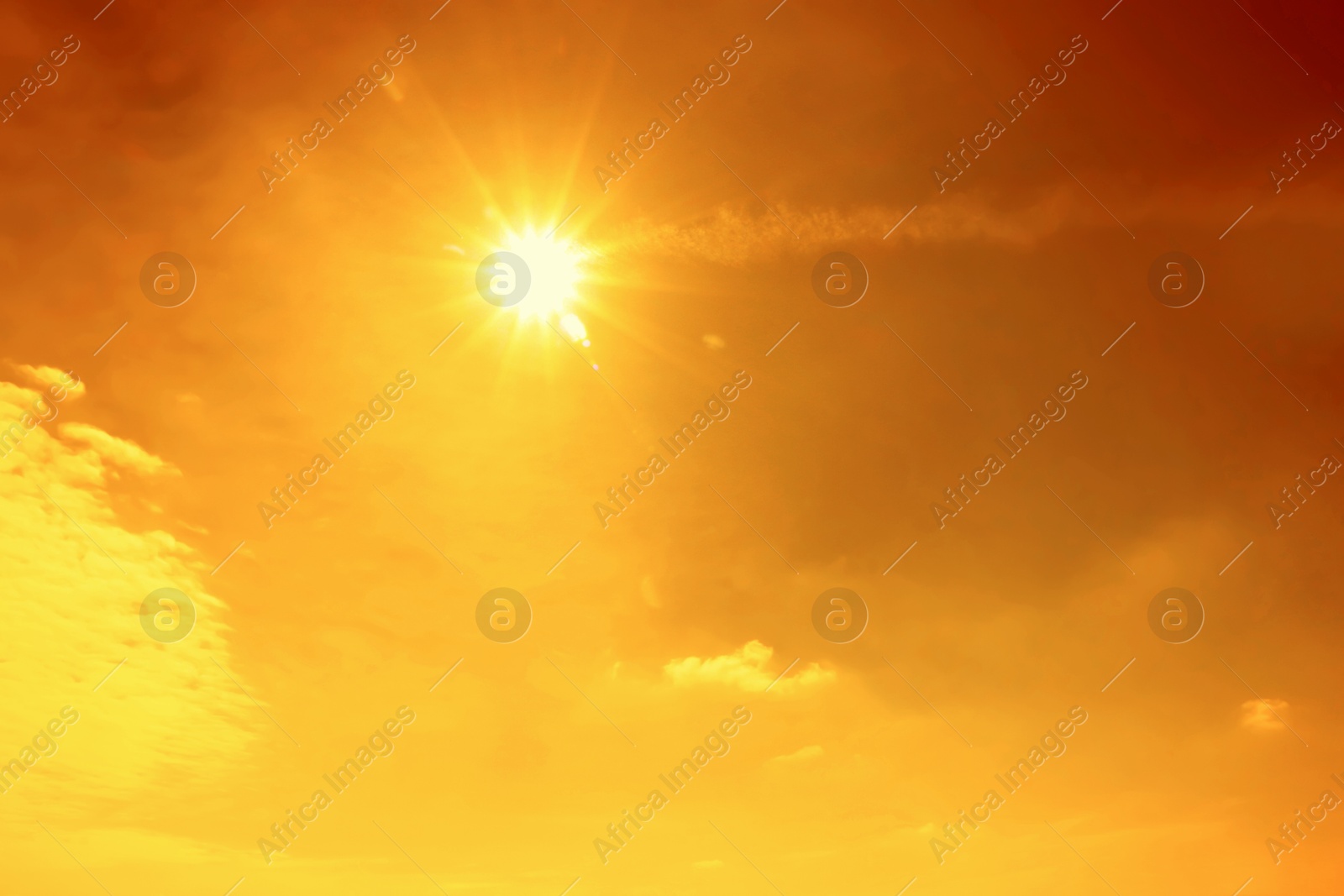 Orange sky with sun and clouds during hot summer weather. Extremely high temperature Image of Orange sky with sun and clouds during hot summer weather. Extremely high temperature