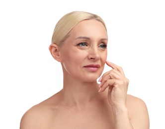 Photo of Portrait of beautiful woman on white background