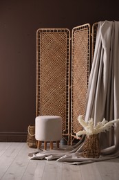Photo of Photo zone with stylish folding screen in studio