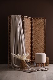 Photo of Photo zone with stylish folding screen in studio