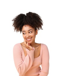 Photo of Portrait of beautiful Brazilian woman on white background