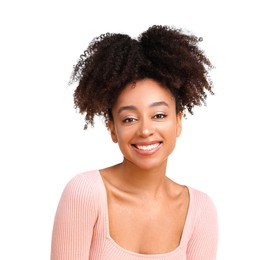 Photo of Portrait of beautiful Brazilian woman on white background
