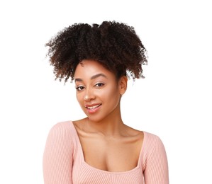 Photo of Portrait of beautiful Brazilian woman on white background