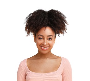 Photo of Portrait of beautiful Brazilian woman on white background