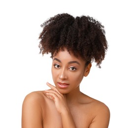 Photo of Portrait of beautiful Brazilian woman on white background