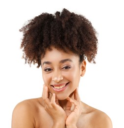 Photo of Portrait of beautiful Brazilian woman on white background