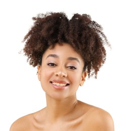 Photo of Portrait of beautiful Brazilian woman on white background