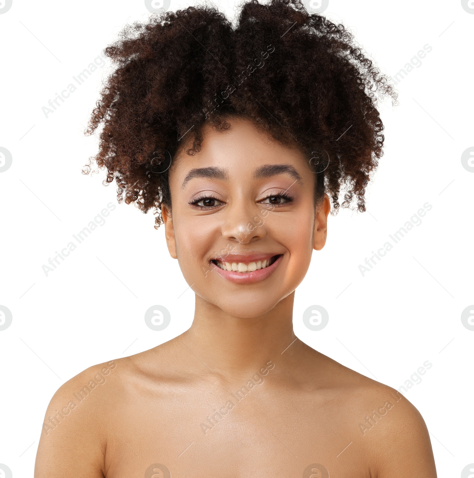 Portrait of beautiful Brazilian woman on white background Photo of Portrait of beautiful Brazilian woman on white background