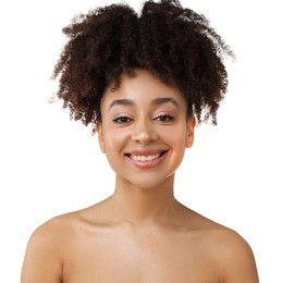 Photo of Portrait of beautiful Brazilian woman on white background