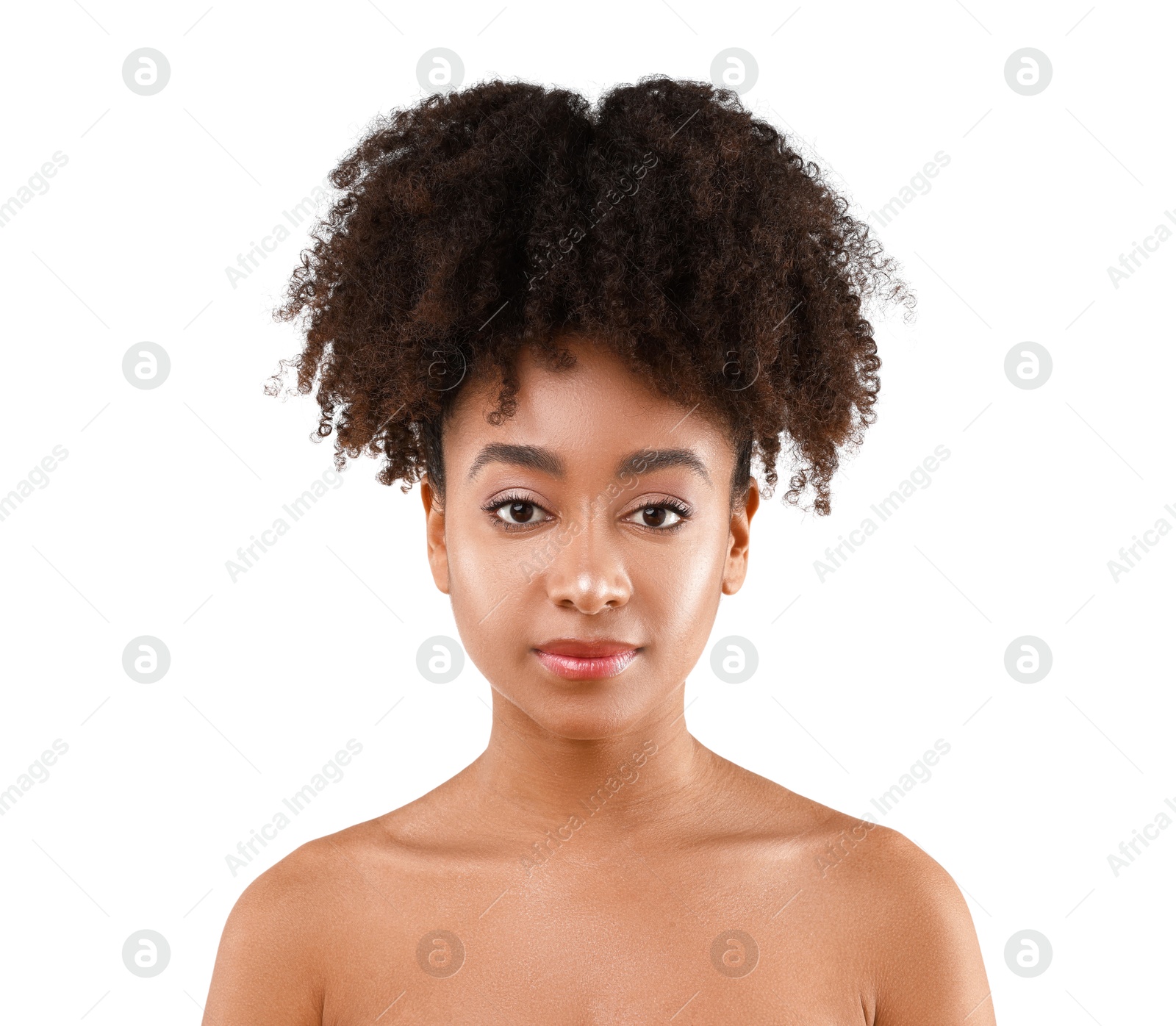 Portrait of beautiful Brazilian woman on white background Photo of Portrait of beautiful Brazilian woman on white background