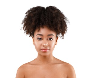 Photo of Portrait of beautiful Brazilian woman on white background