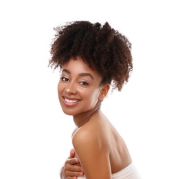 Photo of Portrait of beautiful Brazilian woman on white background