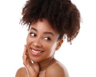 Photo of Portrait of beautiful Brazilian woman on white background