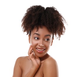 Photo of Portrait of beautiful Brazilian woman on white background