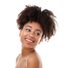 Photo of Portrait of beautiful Brazilian woman on white background