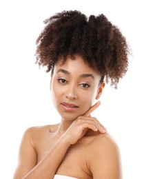 Photo of Portrait of beautiful Brazilian woman on white background