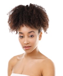 Photo of Portrait of beautiful Brazilian woman on white background