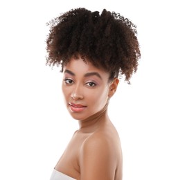 Photo of Portrait of beautiful Brazilian woman on white background