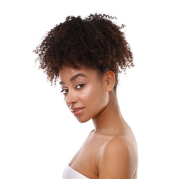 Photo of Portrait of beautiful Brazilian woman on white background